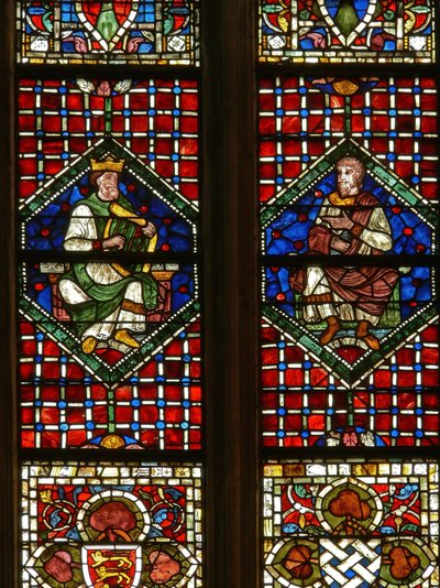 Vindu som viser en genealogisk figur: David og Nathan av English School