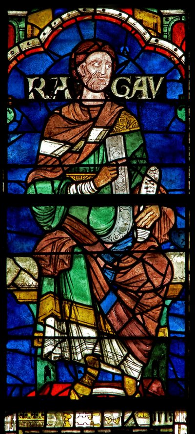 Fenster, das eine genealogische Figur zeigt: Ragau von English School