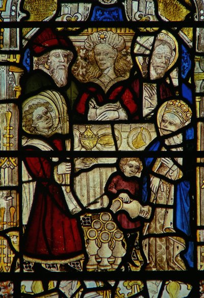 Fenster, das die Hochzeit zu Kana darstellt von English School