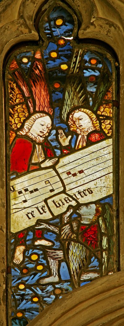 Vindu n2 som viser englekoret med partitur av English School