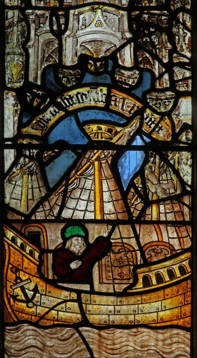 Vindu s2 som viser historien om Noahs Ark: duen kommer tilbake av English School