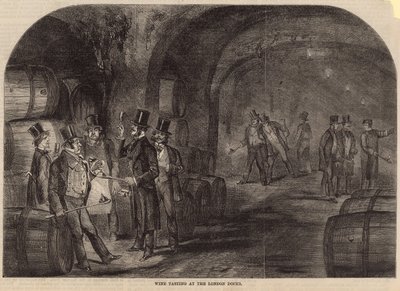 Vinsmaking ved London Docks av English School