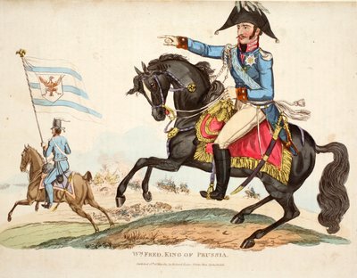 Wm Fred. King of Prussia, pub. av Richard Evans, engr Romney, illustrasjon fra An Historical Account of the Battle of Waterloo av William Mudford, 1816 av English School