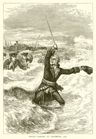 Wolfe lander i Louisburg, 1758 av English School