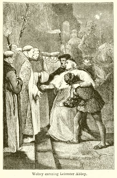 Wolsey går inn i Leicester Abbey av English School