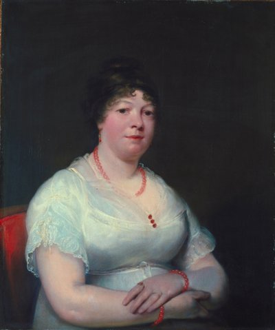 Kvinne med rosenkvartssmykker, ca. 1810-15 av English School