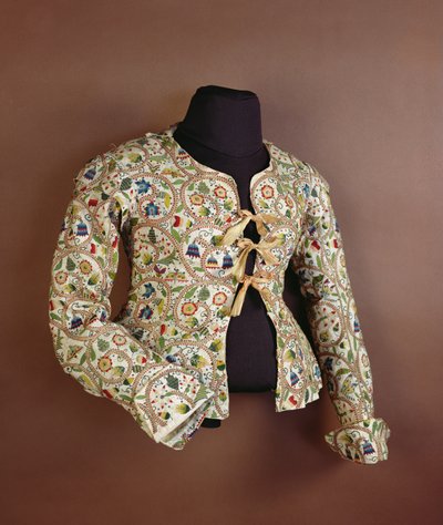 Brodert jakke for kvinner, kjent på 1600-tallet som en vest av English School