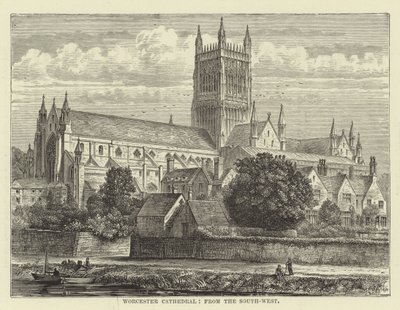 Worcester Cathedral, fra sør-vest av English School