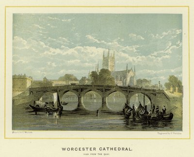 Worcester Cathedral, utsikt fra kaien av English School
