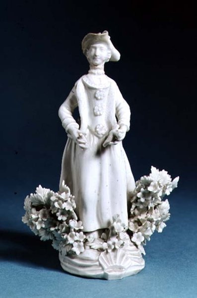 Worcester-figur av en idrettsmann, umalt, sent på 1700-tallet (porselen) av English School