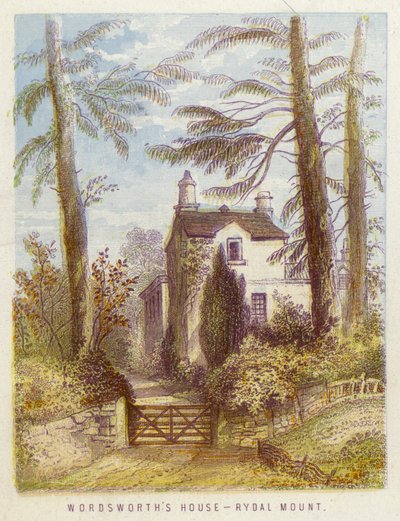 Wordsworth's House, Rydal Mount (farge litho) av English School