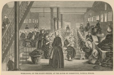 Arbeidsrom på Tothill Fields House of Correction av English School