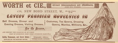Worth et Cie, 134 New Bond Street, London, annonse av English School