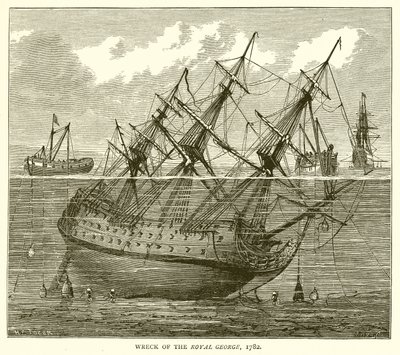 Vraket av Royal George, 1782 av English School