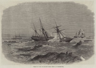 Vraket av dampskipet Earl Percy ved Tynemouth (gravering) av English School