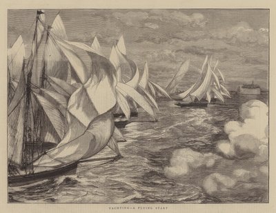 Yachting, en flyvende start (gravering) av English School