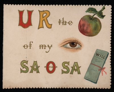 "Du er mitt øyeeple", gratulasjonskort. (chromolitho) av English School