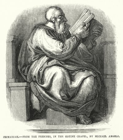 Zechariah, fra freskene, i det sixtinske kapell, av Michael Angelo (gravering) av English School