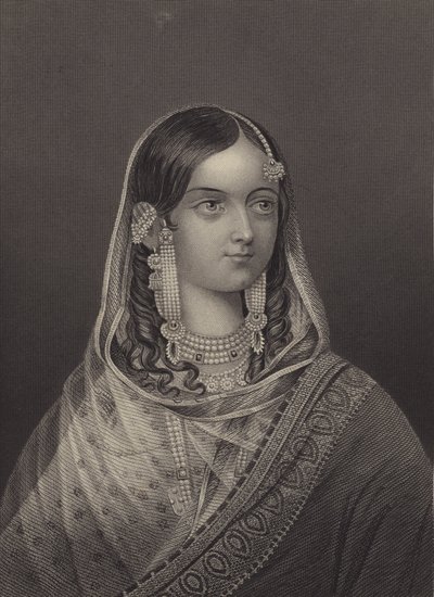 Zinat Mahal, favorittkone til Bahadur Shah II, siste Mughal-keiser (gravering) av English School