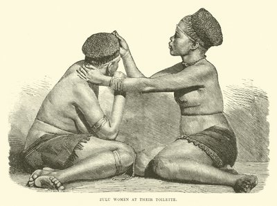 Zulu-kvinner ved toalettet deres av English School