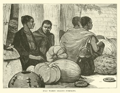 Zulu kvinner som selger gresskar av English School