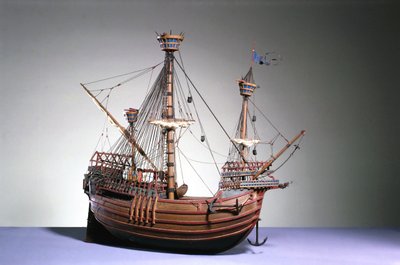 1:60-modell av en flamsk carrack på ca. 1480 (tre) av English School English School