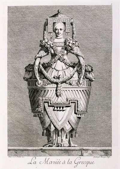 Bruden i gresk stil, fra "Mascarade a la Grecque" av Ennemond Alexandre (after) Petitot