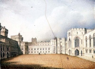 Worcester-plakett som viser Quadrangle, Windsor Castle, en av et par, ca. 1830-40 (porselen) (for par, se 72833) av Enoch Doe
