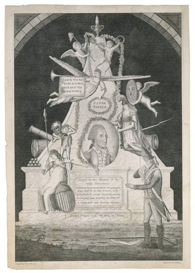 Pater Patriae, ca. 1800 (stipp- og linjegravering med etsning på vevd papir) av Enoch G. Gridley
