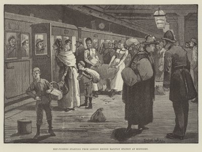 Hoppplukkere som starter fra London Bridge Railway Station ved midnatt av Enoch Ward