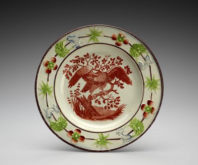 Plate, c. 1818-1846 (blyglasert keramikk med overføringstrykk og emalje) av Enoch Wood and Sons