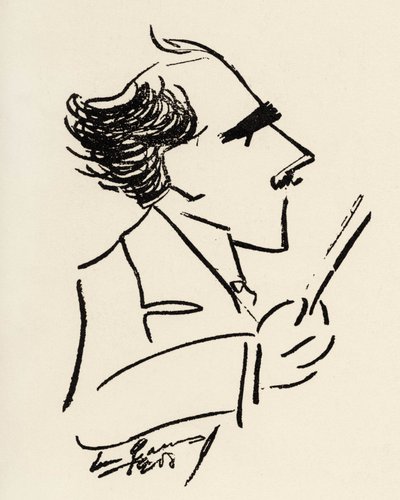 Arturo Toscanini (1867-1957) italiensk dirigent i en karikatur av Enrico Caruso (italiensk tenor). av Enrico Caruso