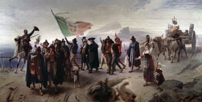 Risorgimento: "" Annektering av Abruzzo-regionen til det forente Italia i 1861"" (Anneksjon av Abruzzo-regionen til det forente Italia i 1861) Maleri av Enrico Gamba (1831-1883) Dim 104x207 cm Genes, Galleria d'Arte Moderna, inv 29 av Enrico Gamba