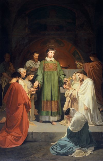 almisser fra St. Lawrence, av Enrico Pollastrini (1817-1876), Church of Saint Mary of Help, Livorno, Italia av Enrico Pollastrini