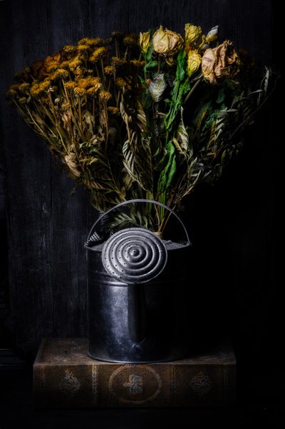 Stemningsfullt blomsterstilleben av Enrico Sottocorna