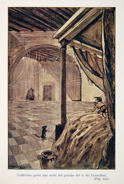 Illustrasjon fra The Adventures of Ciuffettino av Enrico de Conti Novelli