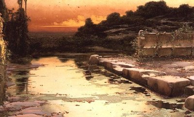 Oversvømmede ruiner ved solnedgang av Enrique Serra