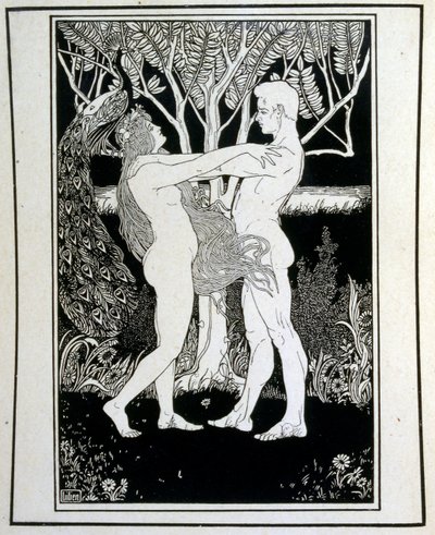 Adam og Eva (uskyld), fra boken Juda illustrert av Ephraim Moses Lilien (1874-1925). Lilian regnes som faren til sionistisk ikonografi, skapt i Jugendstil (tysk art nouveau)-stil. Han illustrerte 