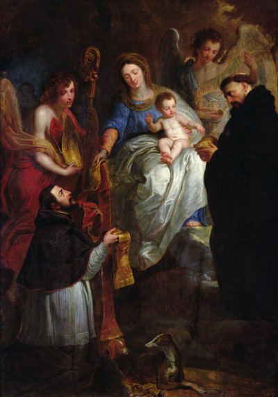 Jomfruen gir en stole til St. Hubert av Erasmus Quellinus II
