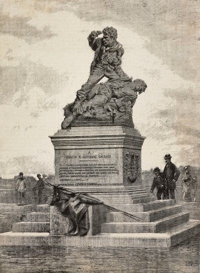 Monument til Enrico (1840-1867) og Giovanni Cairoli (1842-1869), italienske patrioter, bronsegruppe av billedhuggeren Ercole Rosa (1846-1893), på Pincian Hill, Roma, Italia av Ercole Rosa