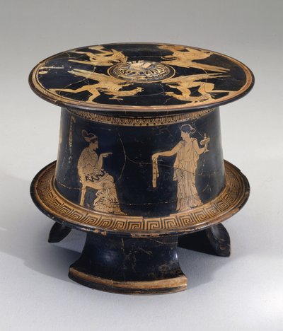 Rødfigur pyxis, loft, ca. 430 f.Kr. (lertøy) av Eretria Painter Eretria Painter