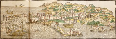 Panoramautsikt over Rhodos, 1486 av Erhard Reuwich