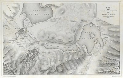 Kart over operasjonene til den amerikanske hæren i Mexico-dalen i august og september 1847 under den meksikansk-amerikanske krigen. av Erhard Schieble
