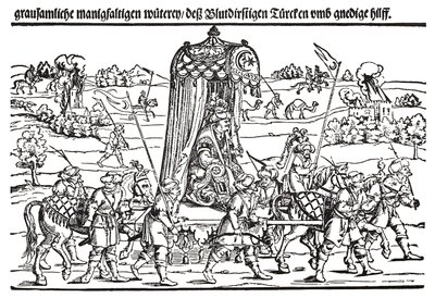 Fragment av en bredside om den tyrkiske invasjonen av Ungarn av Erhard Schon