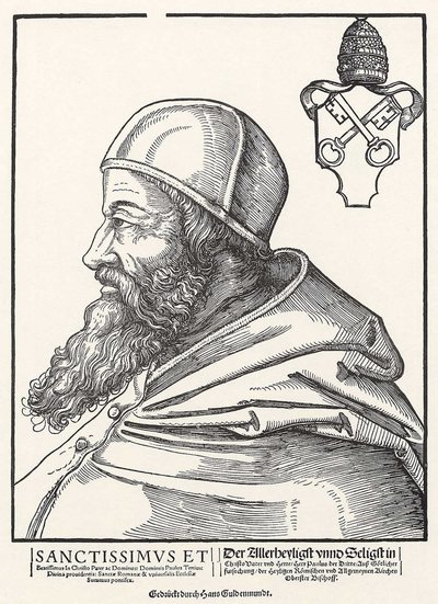 Portrett av pave Paul III Farnese av Erhard Schon