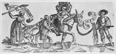 The Shrew ("Frau Seltenfried") (tresnitt på lagt papir) av Erhard Schon