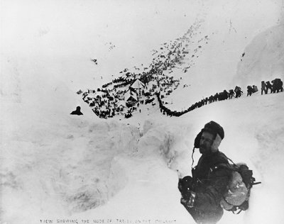 Visning som viser reisemåten på Chilkoot, fra 