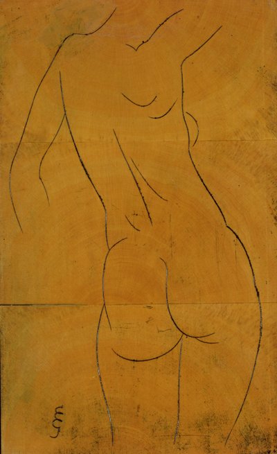 Naken kvinne, bakfra (treblokk) av Eric Gill