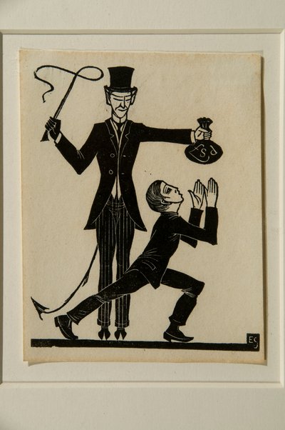 Apen og pisken (tresnitt) av Eric Gill