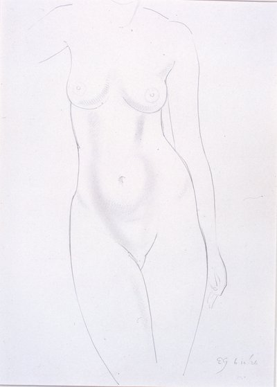 Torso (blyant på papir limt på kort) av Eric Gill